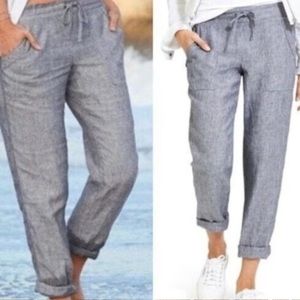 Athleta 100% linen cropped pants